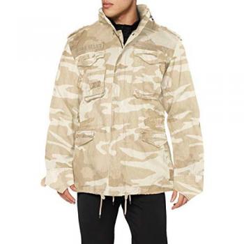 Chaqueta M65 Giant Beige Hombre Brandit - Talla 6XL, estilo militar, fabricada en algodón y poliéster, con múltiples bolsillos, cierre de cremallera y botones, forro interior acolchado