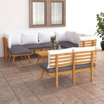 9-Piece Solid Acacia Wood Garden Lounge Set with Cushions