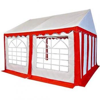 vidaXL Carpa de Jardín de PVC 4x4m Rojo y Blanco Pabellón Cenador de Exterior
