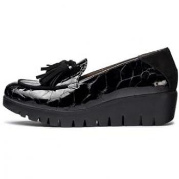 Mocasín de vestir piel charol Wonders Simone C-33320 Negro 39
