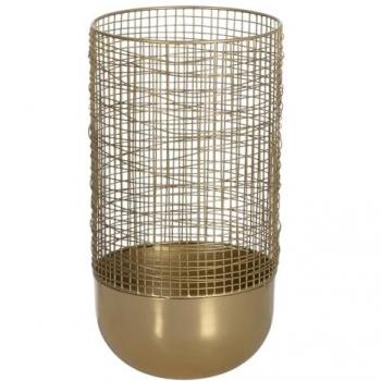 Jarrón Decorativo Trenzado de Hierro Dorado 21 x 21 x 40 cm