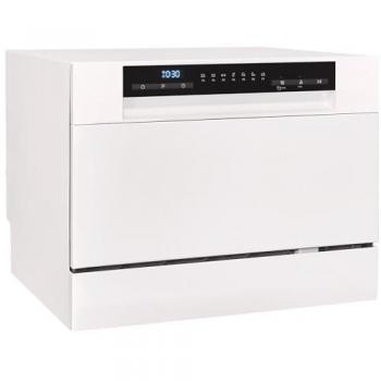 Exquisit® Lavavajillas compacto de sobremesa blanco, Clase D, 6 servicios, 7 programas, Inicio Diferido 24H