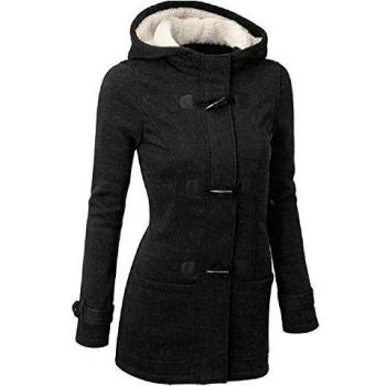 ZEARO Abrigo Chaqueta de paño clásico con capucha de invierno para mujer