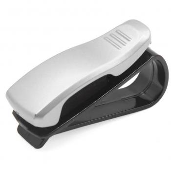 sourcingmap® Portable universal del tono de plata Soporte de la tarjeta Coche negro del visera de sol gafas de sol Clip