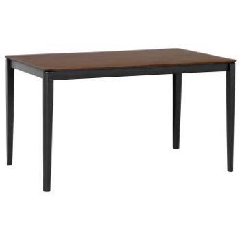 Mesa de Comedor Rectangular 135 x 80 cm Madera Oscura con Patas de Metal Negro Estilo Tradicional Cedar