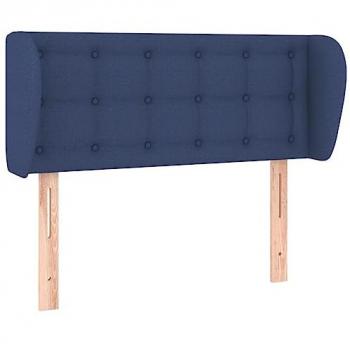 Cabecero de cama tapizado en tela azul con orejas 103x23x78/88 cm