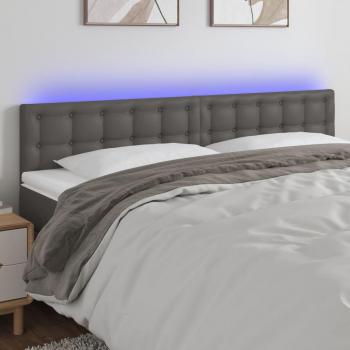 Cabecero Led Cuero Sintético Gris 160x5x78/88 cm
