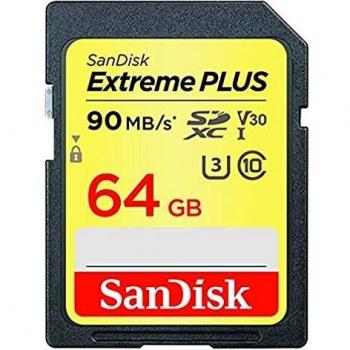 SanDisk Extreme Plus - Tarjeta de Memoria SDXC de 64 GB, hasta 90 MB/s, Class 10, U3, V30