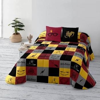 Colcha Bouti Harry Potter Hogwarts Cuadros, Tejido de Algodón Orgánico y Peinado, Suave, para Todas las Estaciones, Tamaño Cama 180 cm, Dimensiones 280x270 cm
