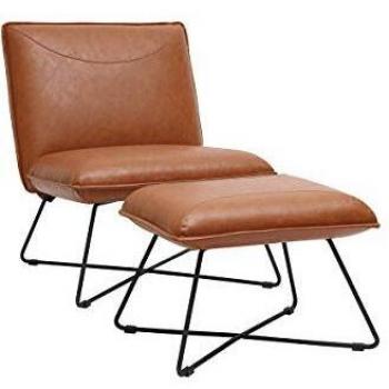 Sillón vintage marrón con reposapiés Philo de Miliboo