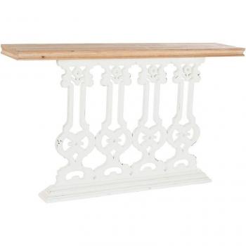 Consola abeto mdf 142x30x83 envejecido blanco
