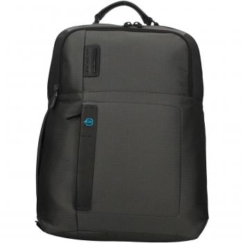 Gray Leather Laptop Backpack 15.6 - Piquadro P16 Large Stylish Model