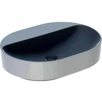 Lavabo Geberit VariForm elíptico 60x45 cm, con orificio para grifería, sin rebosadero, color blanco KeraTect