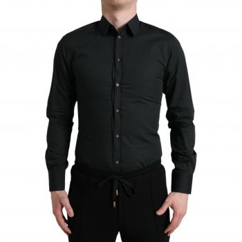 Dolce & Gabbana Black Cotton Silk Formal Dress Shirt - Size XS