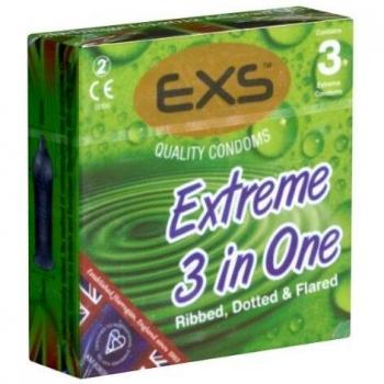 EXS 3-in-1 Extreme - 3 stimulating condoms by EXS