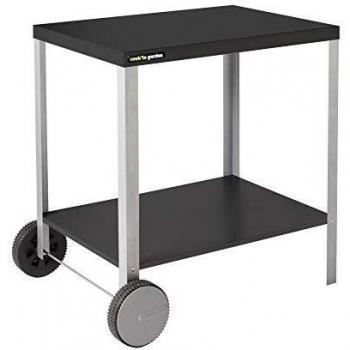 Mesa auxiliar Cook'in Garden con Carrito para Barbacoa y Plancha en Negro y Plateado, Ideal para Jardín - 90 x 65 x 80 cm