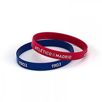 Pulsera Oficial de Silicona 100% Natural del Atlético de Madrid con relieve roja y azul, diseñada para mujer y niño, apoya producto oficial colchonero