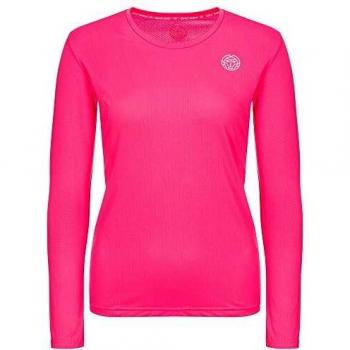 BIDI BADU Roundneck Longsleeve Pia Tech-Camiseta de Manga Larga con Cuello Redondo, Mujer, Rosa, Extra-Small