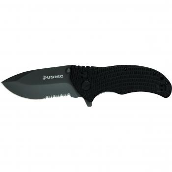Böker Taschenmesser US Marines Evil Dog Serrated - Navaja de bolsillo, color negro