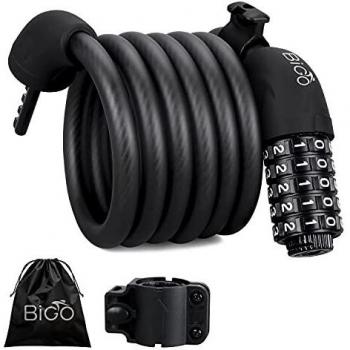 Candado de Bicicleta BIGO Seguridad Candado de Cable Mejor Combinación con Flexible montaje Cable de Bloqueo antirrobo alta seguridad para la bicicleta al Aire Libre 180cm X12mm