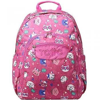 TOTTO - Mochila escolar adaptable a carro rosa fiesta gatitos - Acuareles TAMAÑO GRANDE