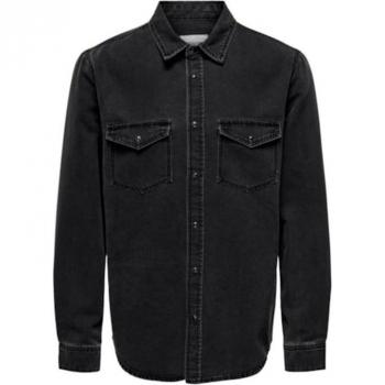 Sobrecamisa Bane Gris de Only & Sons - Ropa hombre, chaqueta de denim oscuro, estilo casual, diseño moderno, ajuste regular