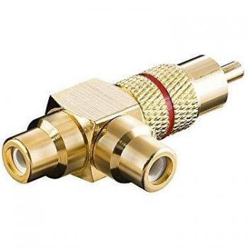 Adaptador Cinch Y dorado a 2x hembra rojo