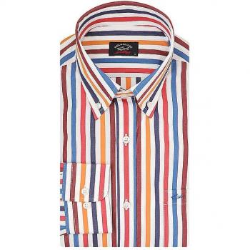 Paul & Shark Men's Casual Striped Shirt, White, Size M