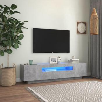 vidaXL Mueble de TV con luces LED gris hormigón 160x35x40 cm, Mueble de Salon, Mueble TV, Mueble Televisor, Mesa de TV