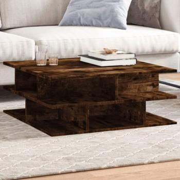 Mesa de centro de madera de ingeniería 70x70x29 cm en color blanco, negro y roble sonoma, también disponible en roble ahumado, ideal para salón o comedor como mesita auxiliar o mesa de café