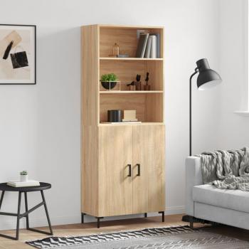 Aparador alto de madera contrachapada color roble 69,5x34x180 cm vidaXL
