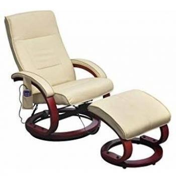 vidaXL Eléctrico TV Sillón de Masaje Reclinable Crema-Blanco Silla de Masaje