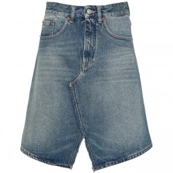 Mm6 Maison Margiela Women's Denim Midi Skirt in Clear Blue | Size 42 | S52ME0019S30589980