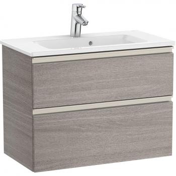 Roca - Mueble de baño compacto con 2 cajones y lavabo The Gap, Color: Roble City texturizado, Medidas: 705 x 380 x 537 mm
