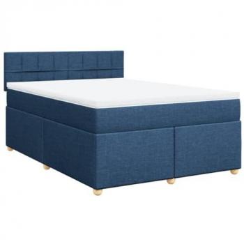 Cama Box Spring con Colchón de Tela Azul 140x200 cm