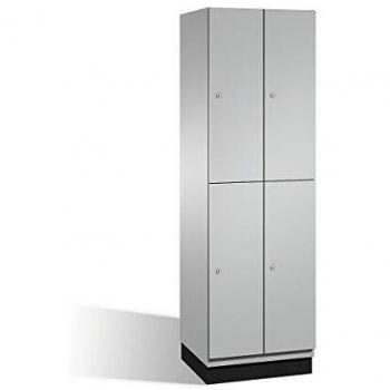 Armario de compartimentos C+P Cambio con barra perchero, 2 compartimentos, estructura y puertas en blanco aluminio, ancho 600 mm