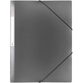 Carpeta de 3 solapas con goma y cierre metálico en color gris