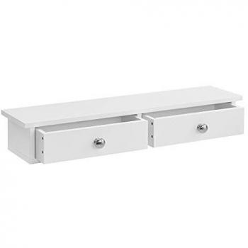 Estantería de pared Geeste con 2 cajones, 10x60x15 cm, color blanco