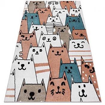 Alfombra divertida para niños y gatos, animales multicolor 160x220 cm
