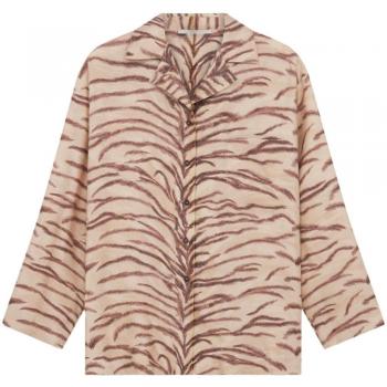 Stella McCartney Women's Printed Silk Shirt in Beige | Size S | Long Sleeve | Tiger Print | 6201213ES2109500