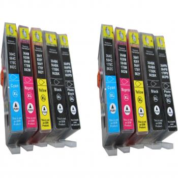 ESMOnline 10 comp. XL Cartuchos 364XL con chip de HP Photosmart 7510 c5324 c5373 c5370 C5380 c5383 c5390 c5388 c5393 C6324 C6380 D5460 d5468 d5463 B8550 b8553 b8558 / HP Photosmart C 309 309a 309g 310a 310b 310c 310 C410 C410b C510 C510a C510c / 2 x Negro