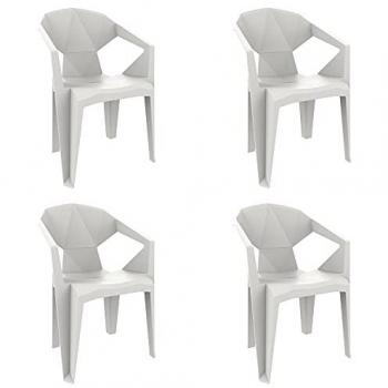 Silla de Jardín Garbar Delta Blanco Polipropileno 53 x 80 x 55 cm - Set de 4 Unidades, diseño ligero, apilable, ideal para interior y exterior (jardín, terraza, balc