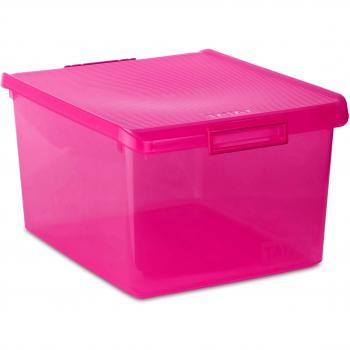 Tatay 1150012 Caja de Almacenamiento Multiusos con Tapa, 35 l de Capacidad, Plástico Polipropileno Libre de BPA, Fucsia Translúcido, 37,7 x 47,5 x 26 cm