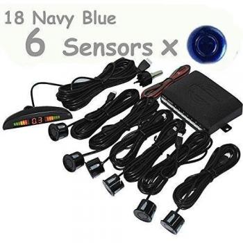PolarLander LED 1 Set de vagones de Asistencia del sensor del estacionamiento de reserva reverso del radar Monitor del sistema de retroiluminaciÃ³n de pantalla con 6 Sensores 18- Azul marino