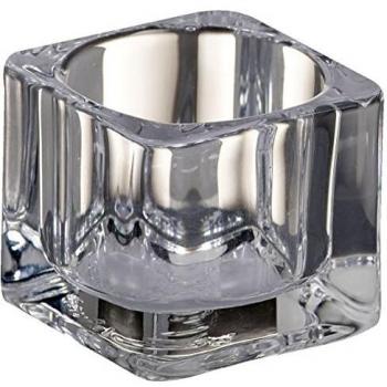 Portacandelas cuadrado de vidrio transparente 4 cm Bolsius