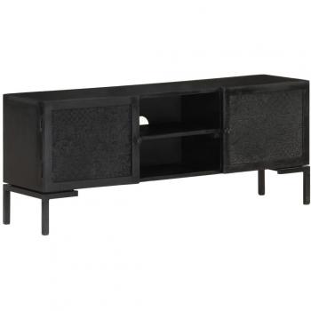 Mueble para TV de madera maciza de mango negro 115x30x46 cm