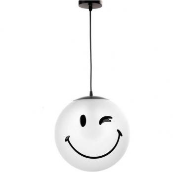 Colgante infantil SMILEY de plástico blanco con diseño de cara sonriente