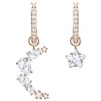 Pendientes Asimétricos de Estrella y Luna Swarovski para Mujer en Oro Rosa 5486354 Plated