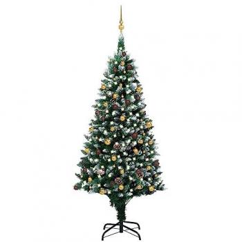 vidaXL Artificial Pre-lit Christmas Tree with Ball Set & Pinecones 240 cm