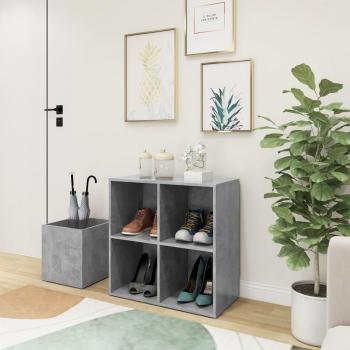 Zapatero de recibidor gris hormigón 105x35,5x70 cm Multicapa Madera